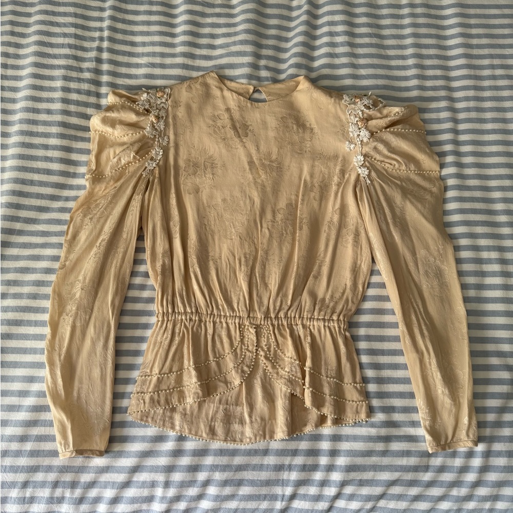 Vintage Cream Women's Silk Top